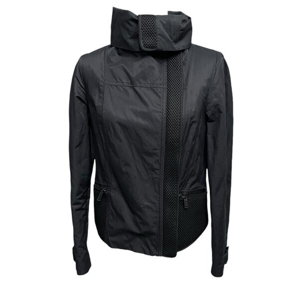ELIE TAHARI Black Moto Asymmetric Zipper Jacket w/ Mesh Detail Women's Sz‎ Small - Picture 4 of 12